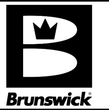 Brunswick logo featuring a bold 'B' with a crown inside, black and white.
