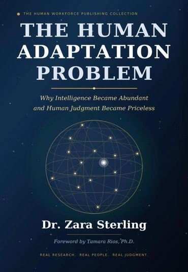 Book cover for "The Human Adaptation Problem" by Dr. Zara Sterling.