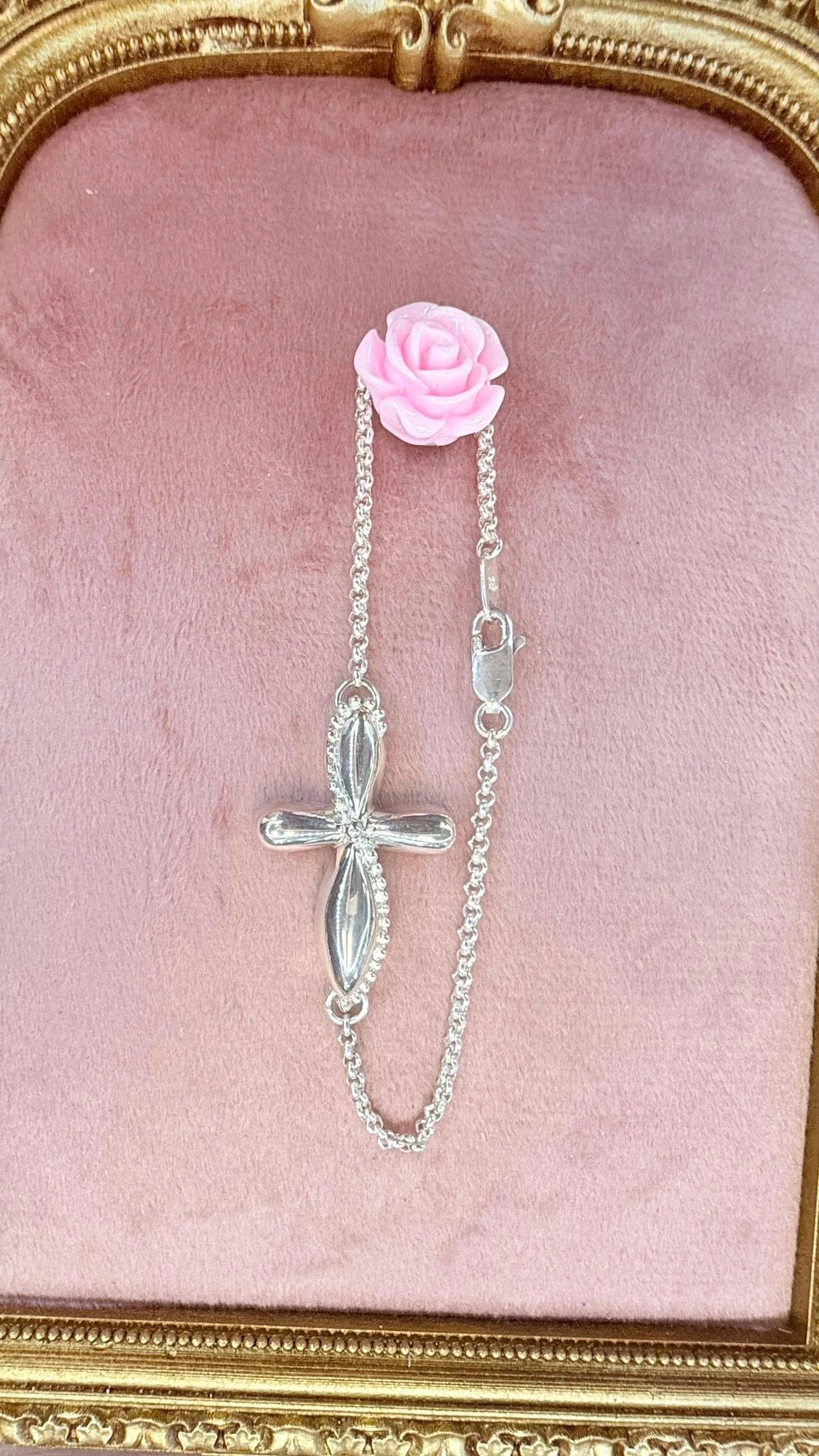 Large cross bracelet pictured.  
Our entire collection:
~large or small cross necklace
~large or sma
