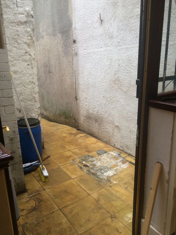 Outdoor patio area before installation work. scarborough