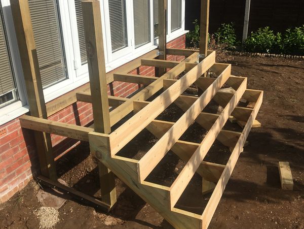 Timber steps during construction. scarborough filey