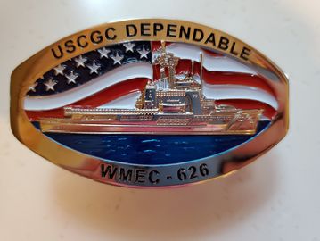 Military style USCGC Dependable (WMEC-626) Belt Buckle for 1-1/4 belt.