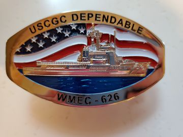 Military style USCGC Dependable (WMEC-626) Belt Buckle for 1-1/4 belt.