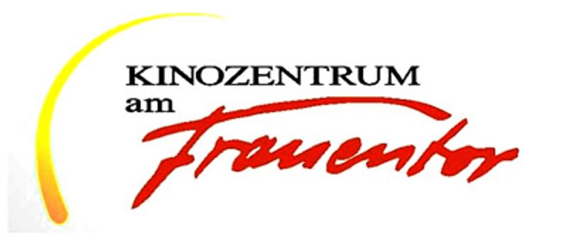 Logo of Kinozentrum am Frauentor with stylized text and a yellow arc.