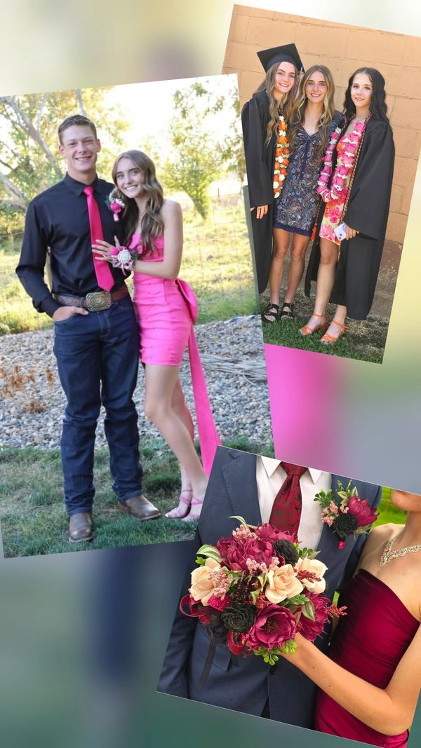 Collage of formal event photos showing couples and friends.