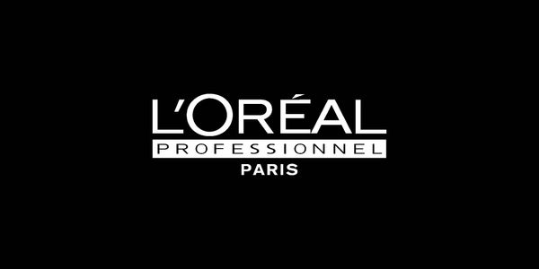 Loreal Professionnall logo in white on a black background