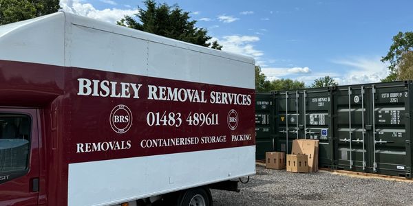 Bisley Removals Van unloading into storage facility