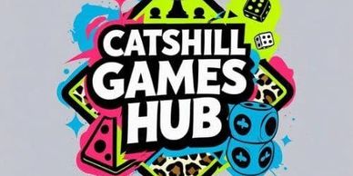 Colorful logo of Catshill Games Hub.