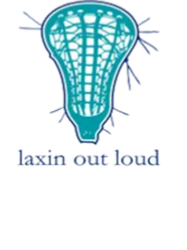 Blue lacrosse mesh head logo with text.