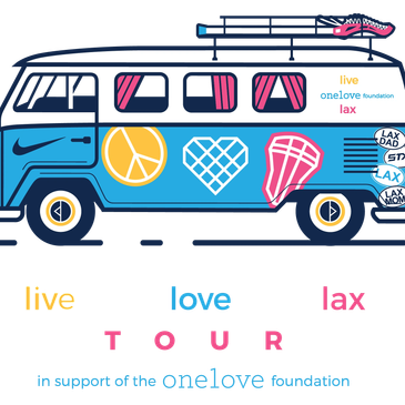 Colorful van with peace and lacrosse themes for Live Love Lax Tour.