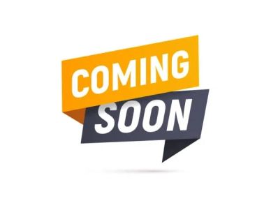 A 'Coming Soon' sign with orange and gray colors.