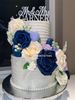 lavender navy blue and white wedding cake