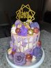 lavender plum cream and rose gold drip cake