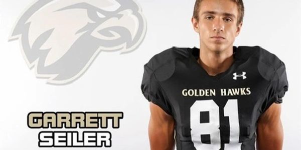 Football player Garrett Seiler in Golden Hawks uniform, number 81.