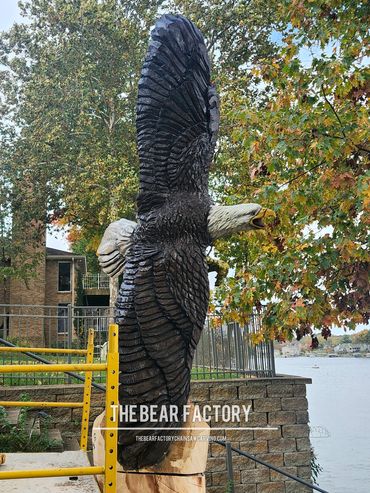 Eagle chainsaw carving, carver Chris Gagnon