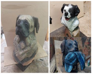 Dog chainsaw carvings