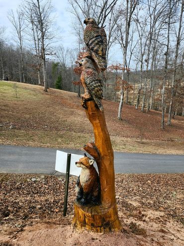 Stump carving, onsite carving, carver Chris Gagnon 