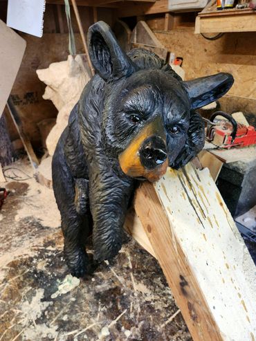 Bear chainsaw carving, carver Chris Gagnon