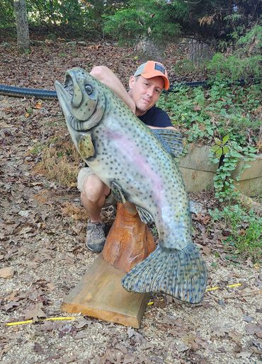 Trout carving, carver Chris Gagnon 