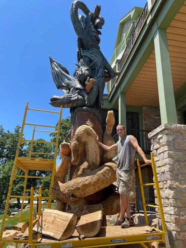 Unity Dragons chainsaw carving 