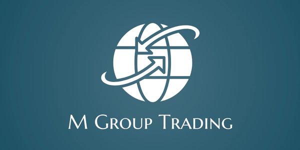 Logo of M Group Trading with globe and arrows.