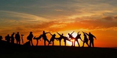 autistic and ADHD young adults hanging out at sunset