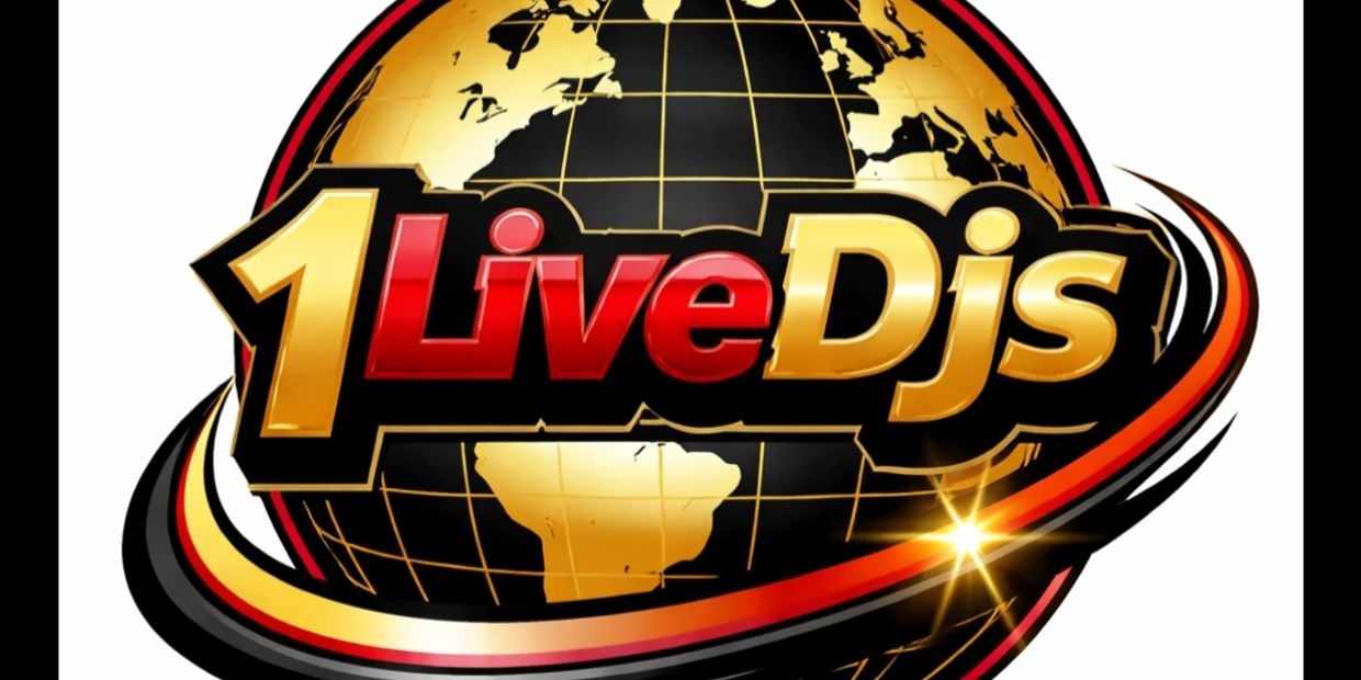 Logo of 1LiveDjs with a golden globe and vibrant text.