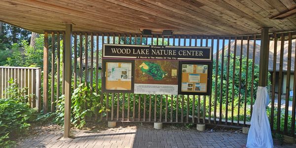 Image of Wood Lake Nature Center Information Billboard.