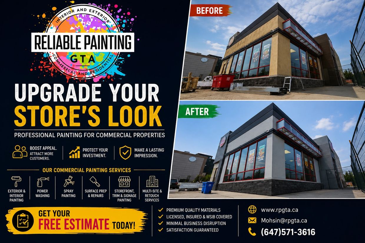 Reliable Painting GTA offers professional commercial painting with before and after comparison.