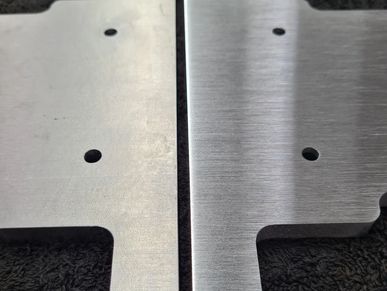 Before and after of linishing aluminium 