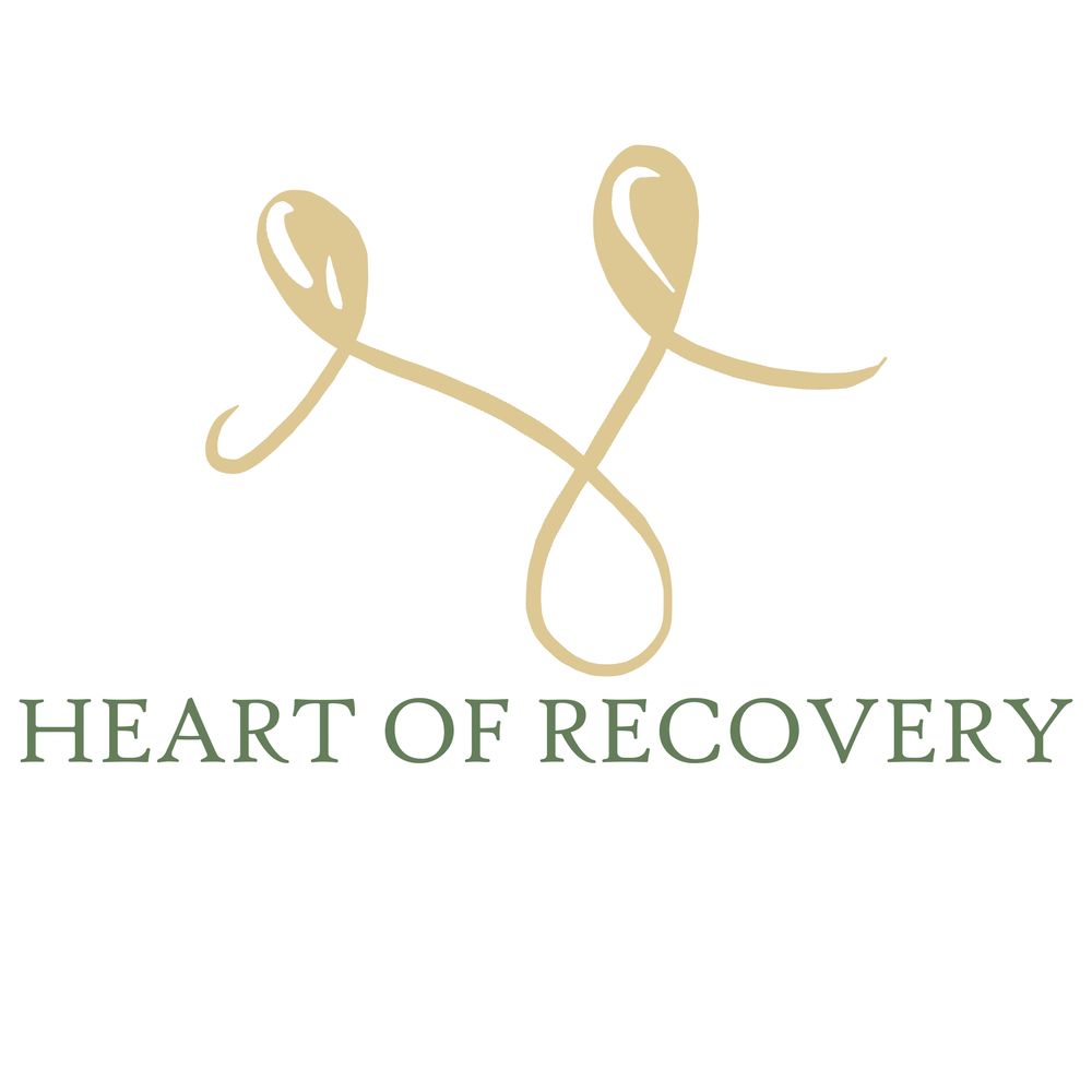 Elegant logo with intertwined loops above 'Heart of Recovery' text.