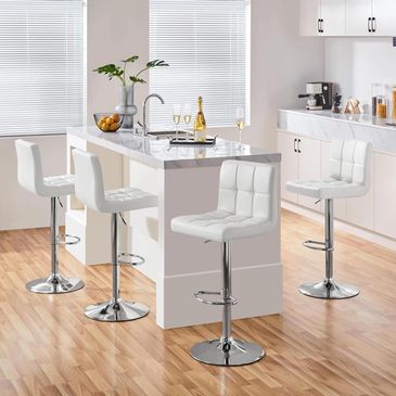 Yaheetech Bar Stools Set of 2, PU Leather Adjustable Swivel Barstools, Armless Hydraulic Kitchen Cou
