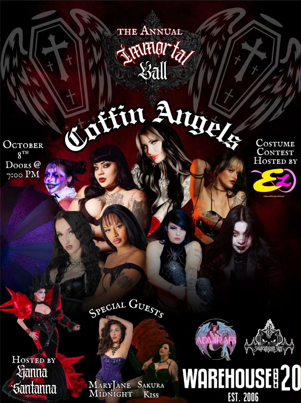 Poster for the Annual Immortal Ball featuring Coffin Angels and special guests.