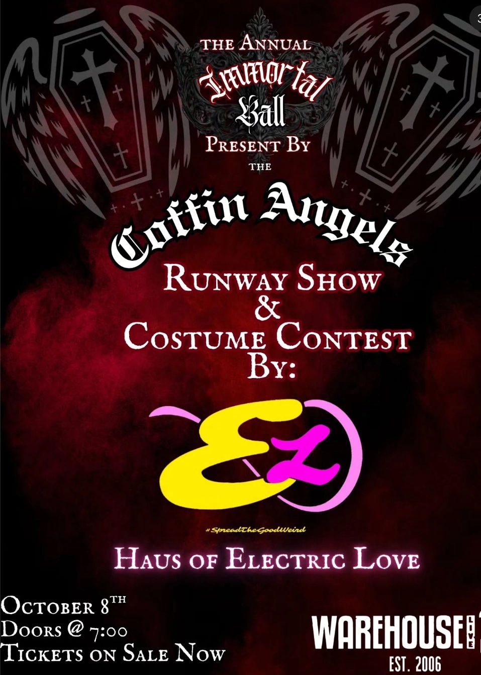 Flyer for The Annual Immortal Ball runway show and costume contest.