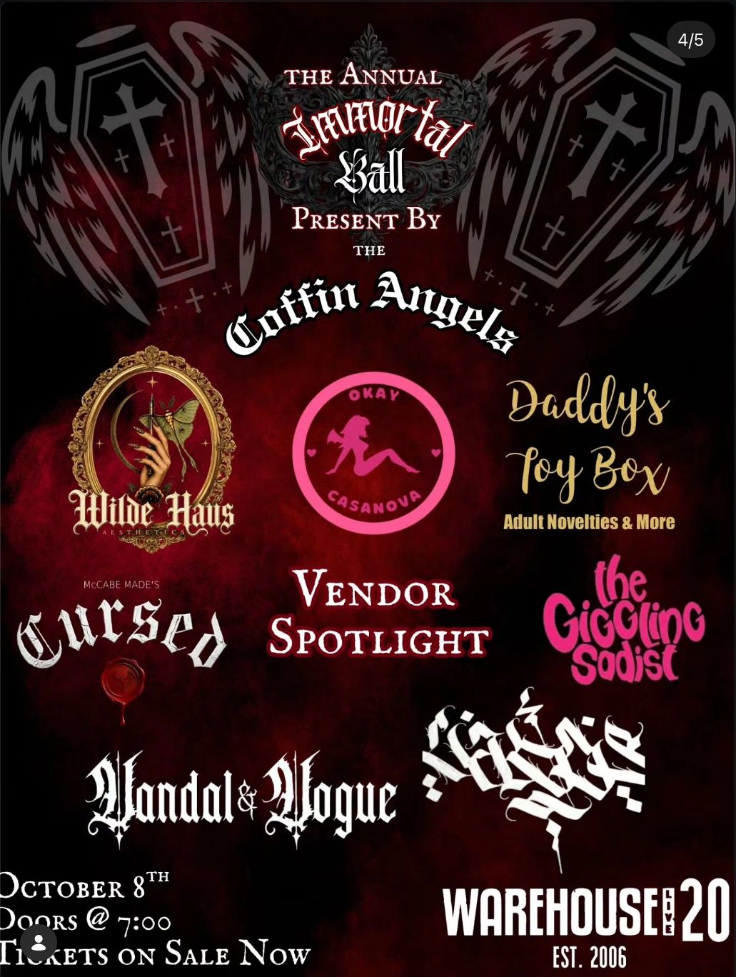 Promotional poster for the Annual Lunafatal Ball with vendor spotlights.