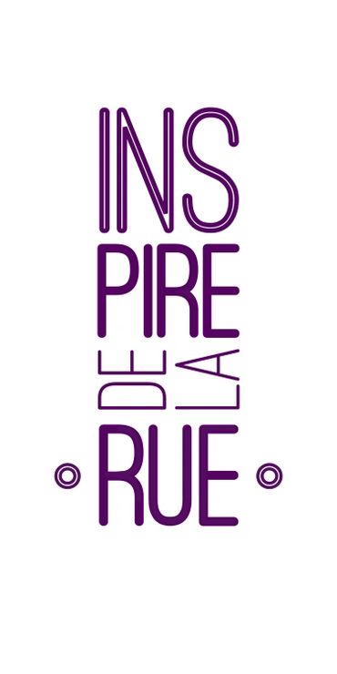 Vertical purple text saying Inspire de la Rue.