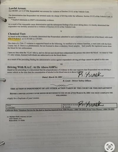 Matthew Ruff Wins .17 BAC DUI Blood Case