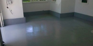 Epoxy sealant on garage floor concrete basement waterproofing