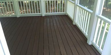 Stained deck with painted spindles