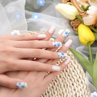Classic nail wraps with floral spring design