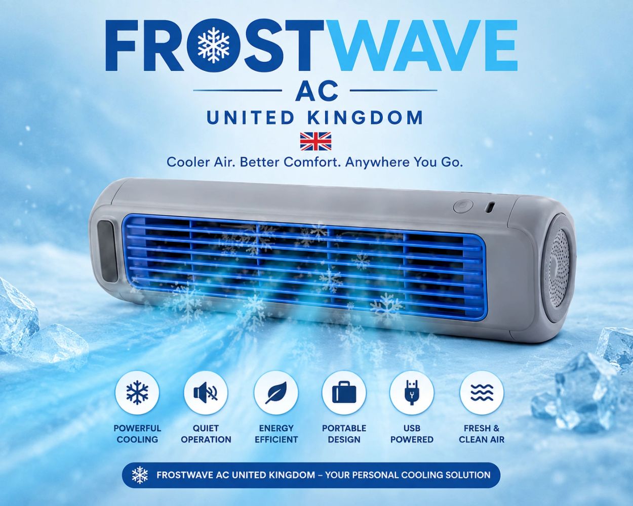 FrostWave AC United Kingdom is marketed as a compact portable cooling device intended for personal o