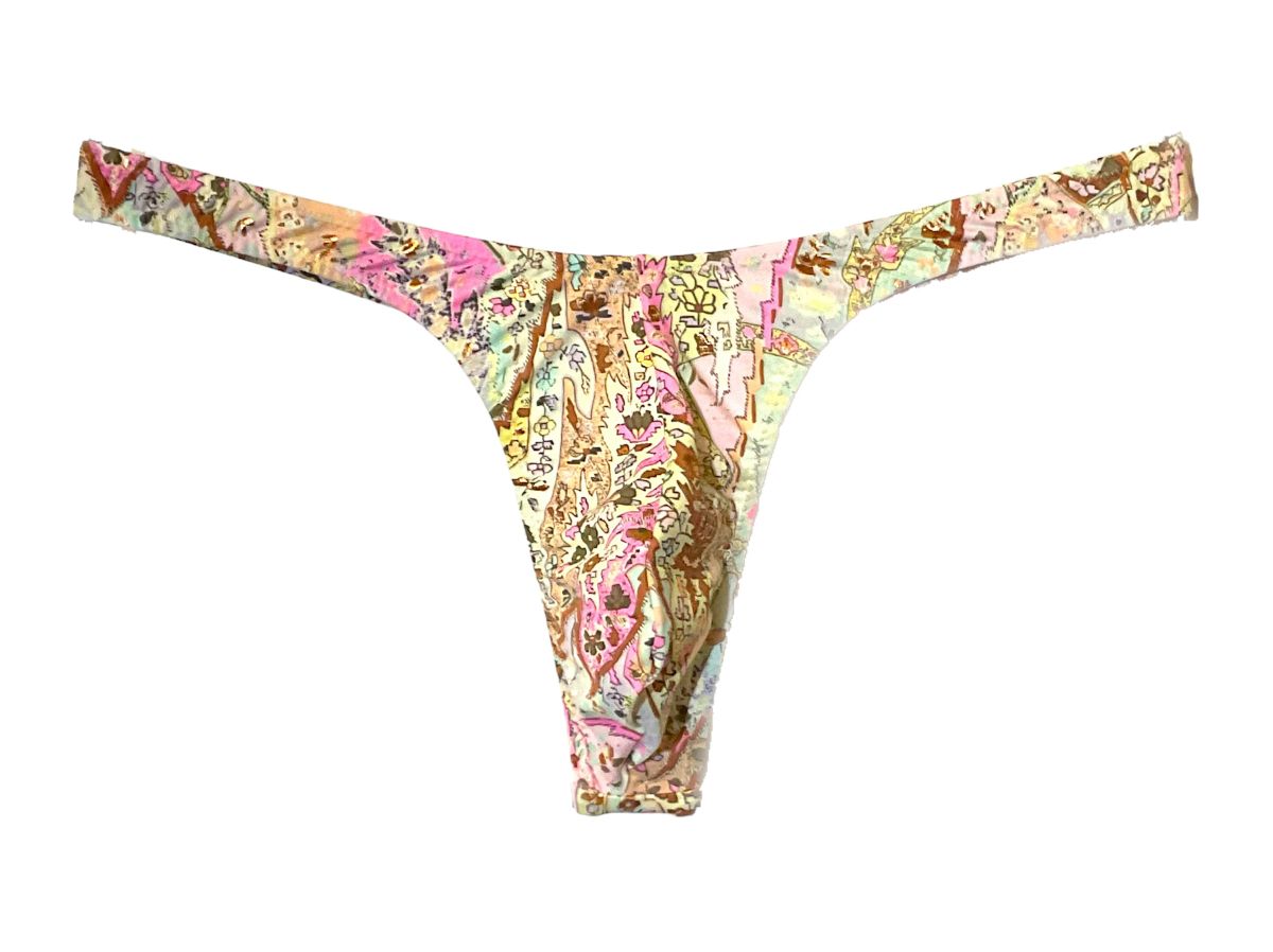 Slip Tanga Homme Tropical Thongs - Bleu, Taille M - Nylon, Style Tropical