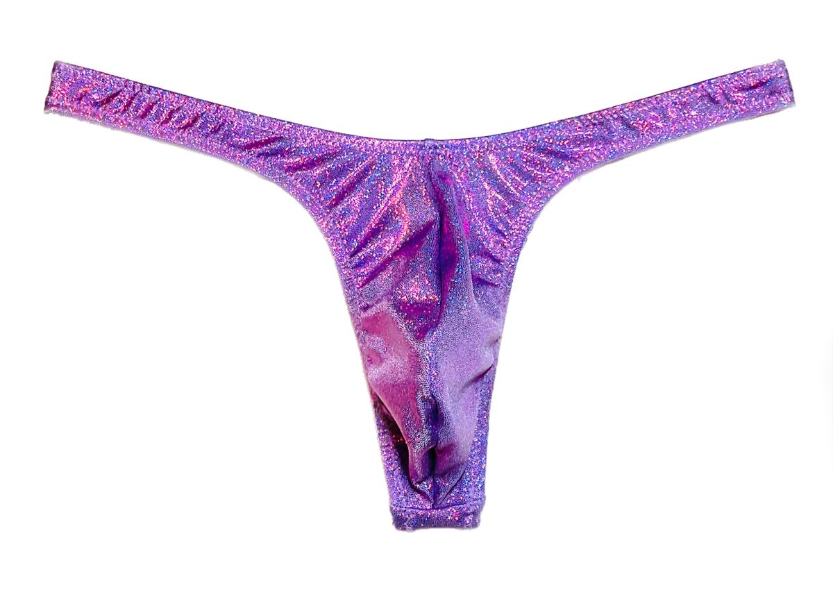 Purple-Fuchsia Sparkle Hologram Super Slim ED* Thong * Swimsuit