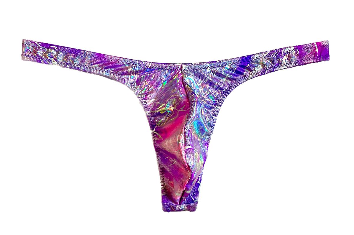 Purple-Pink Lightning Hologram Super Slim ED* Thong * Swimsuit | eBay