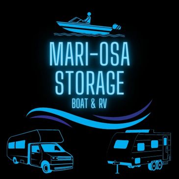 Logo for Mari-Osa Storage specializing in boat and RV storage.