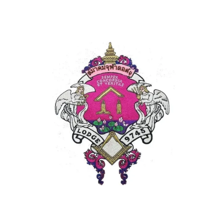 Badge of Chula Lodge 9745 E.C. Masonic Lodge of Freemasons in Thailand. 
