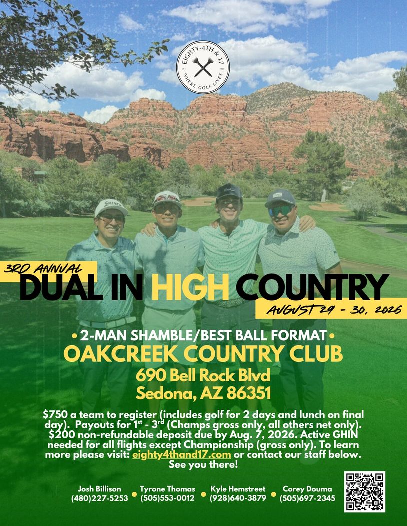 Golfers pose at Oakcreek Country Club for the 3rd Annual Dual in High Country tournament in Sedona, AZ.