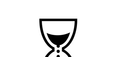 Black and white hourglass icon.
