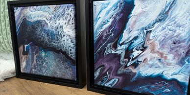 Acrylic paintings framed