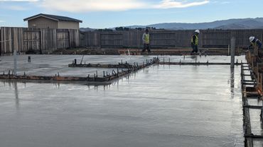 Newly finished concrete slab.